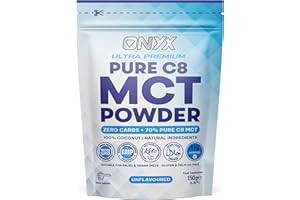 ONYX INGREDIENTS 101 Pure C8 MCT Powder 150g High Potency C8 Premium MCT Powder Ketones Booster - Suitable for Ketogenic, Paleo, Vegan & Low Carb Diet (Pure C8 MCT Powder)