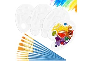 ZOSENYER Palette de Mélange 4 Pièces avec 10 Pinceaux, Palette de Peinture pour Mélange des Couleurs, Palette de Mélange Acrylique, Peinture de Aquarelle, Palette DIY pour Enfant