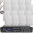 2200W Multi Zone Bluetooth Sound System & 16x 140W Ultra Slim In Wall Speakers | 8 Zone Multi Channel Matrix Amplifier Kit | Powerful Loud Amp Wireless Music Streaming | Bar Restaurant Home Audio