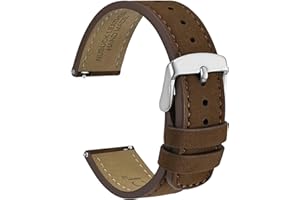 WOCCI Retro Watch Straps, Nubuck Leather, Quick Release Replacement Bands, Stainless Steel Buckle, Band Width 18mm 20mm 22mm