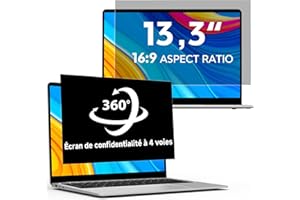 LUSA DESIGN 360° Filtre de Confidentialité 13.3 Pouces 16:9 - Protecteur d'écran Anti-Espion Anti-Lumière Bleue, Filtre Ecran Confidentialité Portable Compatible avec HP/Dell/Acer/Lenovo/ThinkPad/ASUS/Samsung