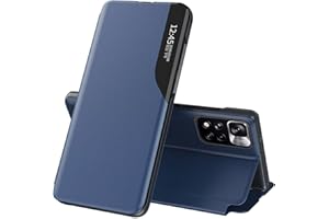 JEELAR NEINEI Funda para Xiaomi Redmi Note 11 Pro 4G/5G,Smart View PU Cuero Carcasa con Clear Ventana,Despertar Inteligente,Soporte Plegable,Moda Espejo Estuche Movil Case Cover,Azul