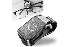 HUILATE Brillenhalter für Auto Sonnenblende Snap-on Sonnenbrillenhalter Auto, Universal Leder Brillenhalterung Auto, Brillenhalterung Kompatibel mit Allen Brillen(graues)