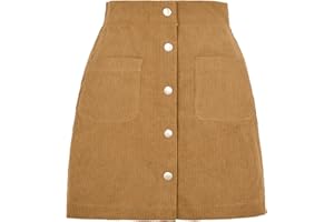 Kuukaas Cordrock Damen für Herbst & Winter Minirock A Linie Kurz Rock Hohe Taille mit Taschen S-XL