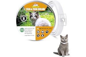 SURGLAM Collare Antipulci e Zecche per Gatti, Collare Antipulci per Gatti Impermeabile Misura Regolabile e Naturale con Protezione di 8 Mesi, pulci e zecche Trattamento Efficace per Gattini (Weiß-1 Pack)