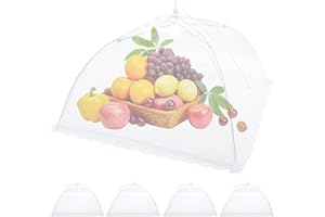 Samaly Food Covers, 4 Pack Mesh Food Tent, Cake Domes for Outdoors, 17 inch Reusable and Collapsible Screen Net Protectors for Outdoors Parties Picnics BBQs Keep Out Flies Bugs Mosquitoes