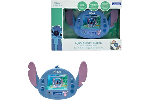 Lexibook - Disney Stitch - Console Cyber Arcade compacte et Portable, 50 Jeux, écran Couleur LCD, Alimentation par Piles, JL3180D, Bleu