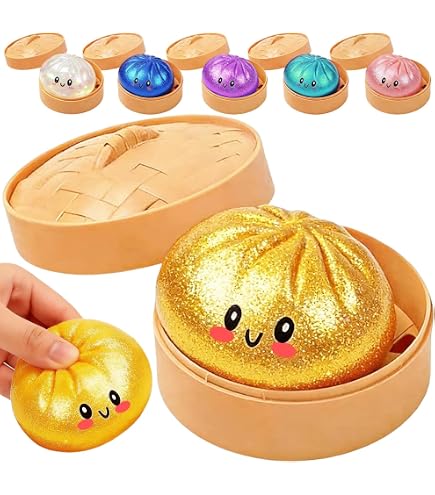 Dumpling Squishy – Jouet Anti-stress En EVA Ultra-doux, Forme Ravioli, Avec Boîte Vapeur – Or, Pour Enfants Adultes