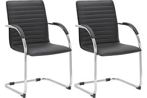 ‎CLP CLP 2er Set Besucherstühle Tira Kunstleder I Freischwinger Mit Gepolsterter Sitzfläche, Farbe:schwarz