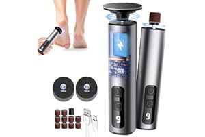 XSWCCJJ 3.0 Upgrade Electric Foot File【Eliminate 99.92% Keratin in 3 Minutes】【3 in 1-9 Speed Adjustment + LED Display 】 Electric Foot File Hard Skin Remover 80 Mesh + 120 Mesh Sandpaper Grey