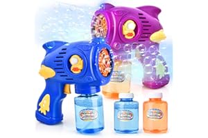 JoyGrow Seifenblasenmaschine,2PCS Seifenblasenpistole für Kinder mit 4x130ml Seifenblasenlösung, Sommerspielzeug für Blasenparty, Sommer Themed Party, Indoor Outdoor Aktivitäten