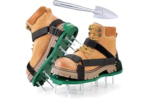 Ohuhu Zapatos Aerador de Cesped Sin Instalación, Zapatos Jardín de Césped con Pala de Acero Inoxidable Sandalias Zapatos con Puntas, Talla Universal para Todos Los Zapatos