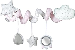 roba Spirale Passeggino Kleine Wolke, in Tessuto, Peluche, Gioco per Bambini, Materiale Morbido e Sostenibile, da Apporre su Carrozzine, Box e Lettini, Rosa