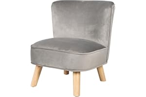 roba Kindersessel Lil Sofa - Bequemer Sessel für Mädchen & Jungen - Stabile Holzfüße - für Baby & Kinderzimmer - Stoff aus Samt - Grau