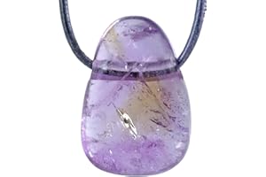 Lebensquelle Plus Ciondolo a goccia Ametrina con nastro di cotone forato, Pietra semipreziosa, ametrina