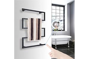 EEUK Toalleros electricos bajo Consumo Negro 89W, Calentador de Toallas electrico Pared Acero Inoxidable radiador calienta con 5 Bar secador de Toallas baño electrico(Size:220V)
