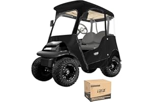 ‎10L0L 10L0L Golf Cart Deluxe Enclosure für 2 Passagiere Club Car Precedent & Temo,600D Winddicht Wasserdicht 4-Seiten Schutz Golf Buggy Warmhalten Abdeckung Fahrgehäuse,Dach bis zu 59" L(Schwarz)