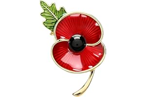 YUEBAOWAN Poppy Badges and Pins 2025: Red Enamel Poppy Pin Badge, Remembrance Day Never Forget Poppy Brooch Veterans Memorial Gift