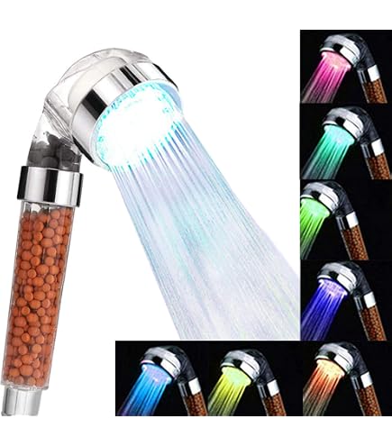 LED Shower Head With Handheld - Temperature Color Changing & High Pressure Filter