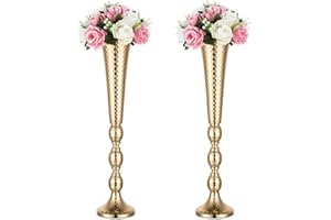Nuptio 2 Piezas Centros Mesa para Mesa Boda, Jarrón Trompeta Metal 61cm Alto, Jarrones Flores para Eventos Centro Mesa Cena Fiesta, Camino Principal para Ceremonia Aniversario Decoración del Hogar