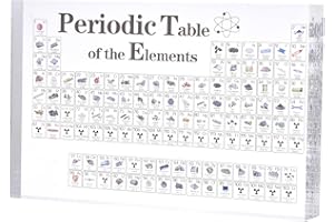 JILDOUF Acrylic Periodic Table, Transparent Periodic Table, 9 Inch Transparent Periodic Table with Real Elements, Chemicl Elements Display, Science Charts for The Classroom, Students, Teacher, Home, School