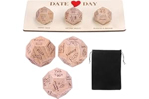 Meetory Set di 4 dadi per appuntamenti notturni, romantici cubi per appuntamenti notturni, set romantico coppia di cubi per anniversario in legno per data notte