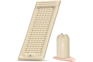 QPAU Camping Sleeping Pad, Camping Mat, Enhanced Support for Healthy Comfort Sleep, with Built-in Foot Pump, 4.7 Inch Durable Sleeping Mattress for Camping, Hiking, Backpacking and Home