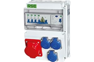 RSE Distributore di corrente da parete, completamente cablato, 32 A, 16 A, 230 V, con contatore CEE IP65, 6. 1 x 32a 3 x 230 V, con LS+FI