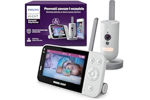 Philips AVENT Elektroniczna niania z łącznością Wi-Fi, wysokiej jakości kamerą HD, funkcją noktowizora, dwukierunkowym dźwiękiem i czasem pracy ekranu 12 godzin w trybie Eco, SCD951/26