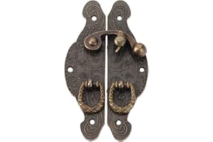 DUO ER Antique Brass Wooden Case Hasp Vintage Decorative Jewelry Gift Box Suitcase Hasp Latch Hook Furniture Buckle Clasp Lock 90 * 50mm