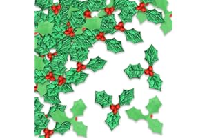 AFASOES 100 Pz Mini Bacche di Agrifoglio Rosso e Foglie Verdi Bacche di Agrifoglio Artificiali di Natale con Foglie Verdi Mini Decorazioni con Foglie di Agrifoglio per Feste di Natale, Matrimoni