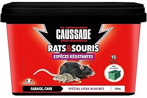 CAUSSADE Anti Rats & Souris - Efficacité Radicale - Lieux très humides – 15 Appâts Blocs - Prêt à l'emploi - Une Ingestion Suffit - 300g CARSBLBF300