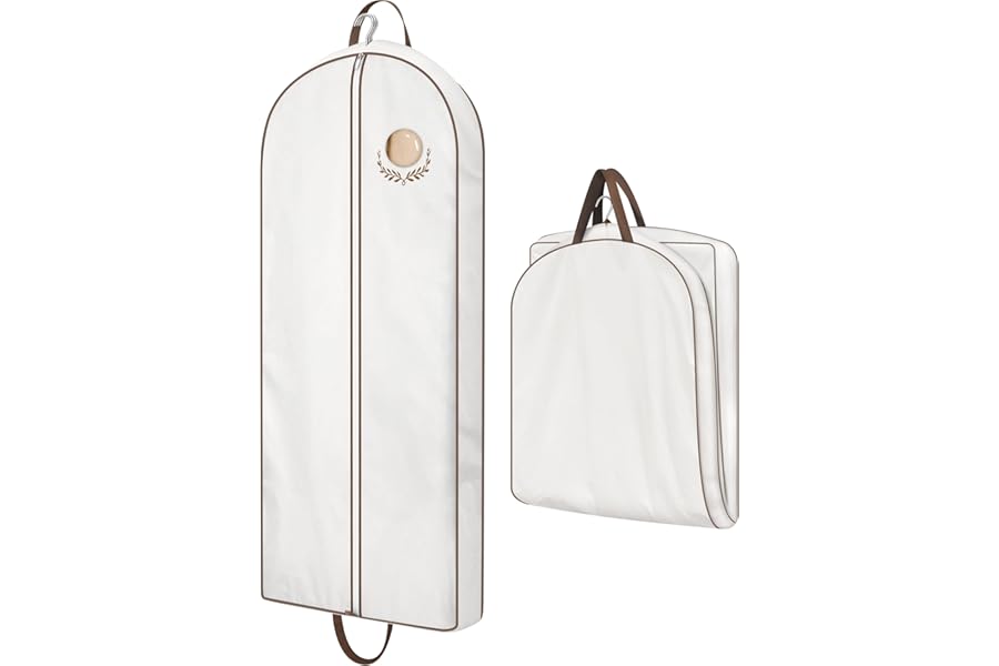 MISSLO 60" Cotton Dress Bag Covers for Women Travel, Breathable Long Garment Bag, Luxury Dress Carrier Hanging Clothes Covers Protector Bags for Fur Coat, Jacket, Suit