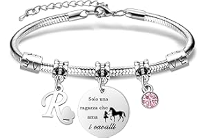 COEROW 26 Lettere Iniziali Braccialetti Di Cavallo"Solo Una Ragazza Che Ama i Cavallo"Braccialetto Di Cavallo Per Le Donne Ragazze