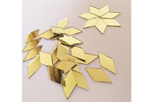 MEYA 200PCS Diamond Mirror Mosaic Tiles, Glass Mirror Mosaic, Craft Supplies, Mosaic Real Glass Mirrors (Gold Mirror, 12.7x25.4mm)