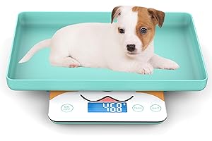 MINDPET-MED Digitale Mini-Haustierwaage für Neugeborene und Kleintiere, Präzisions-Grammwaage zum Wiegen, Genauigkeit von 0,03 oz, Kapazität von 33 lbs, fünf Einheiten umschaltbar, blau