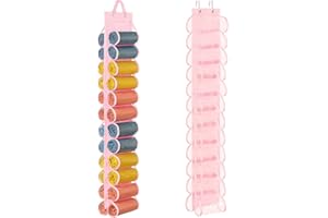 Lirex Hanging Yoga Legging Storage Organizer with 24 Pockets, Foldable Oxford Cloth Hanging Closet Organizer Shirts Jeans Storage Hanger Socks Holder for Family Closet Bedroom, Pink