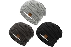 Durio Bonnet d'hiver pour enfant - Doublure en polaire - Chaud - Bonnet tricoté - Pour garçons et filles