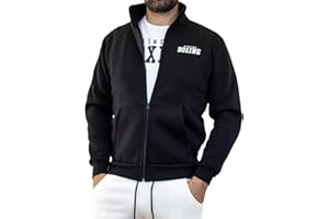 XTREME BOXING - Felpa in Cotone Felpato Full Zip e Collo Alto, Felpa Calda, Tuta Uomo in Cotone, Sportiva, Casa, Palestra, Jogging, Tempo Libero
