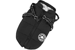 AIBORIA Giacche invernali per cani Antivento Impermeabili 2 in 1 Abbigliamento Cappotto termico per tempo freddo Pettorina con giacca invernale per cuccioli Giacca calda per cani invernale Nero XL