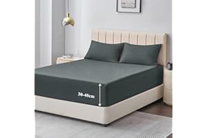 ‎AISBO Aisbo Spannbettlaken 180x200cm Bettlaken Boxspringbett - Bett Laken Grau 180x200 aus Premium Mikrofaser, weiches Spannbetttuch 180 x 200 Anthrazit Steghöhe 40cm für Wasserbett Bed Fitted Sheet