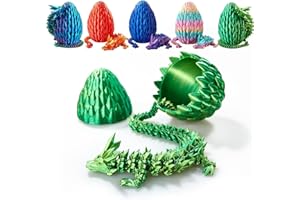 CLUHERTVY 3D Drachenei mit Drache Geheimnisvolles Drachenei 30CM Gelenkiger Drache Geschenk 3D Drache Osterkorbfüller Heim Schreibtisch Dekoration Überraschung Zappelphilipp (Laser Gelb + Grün)