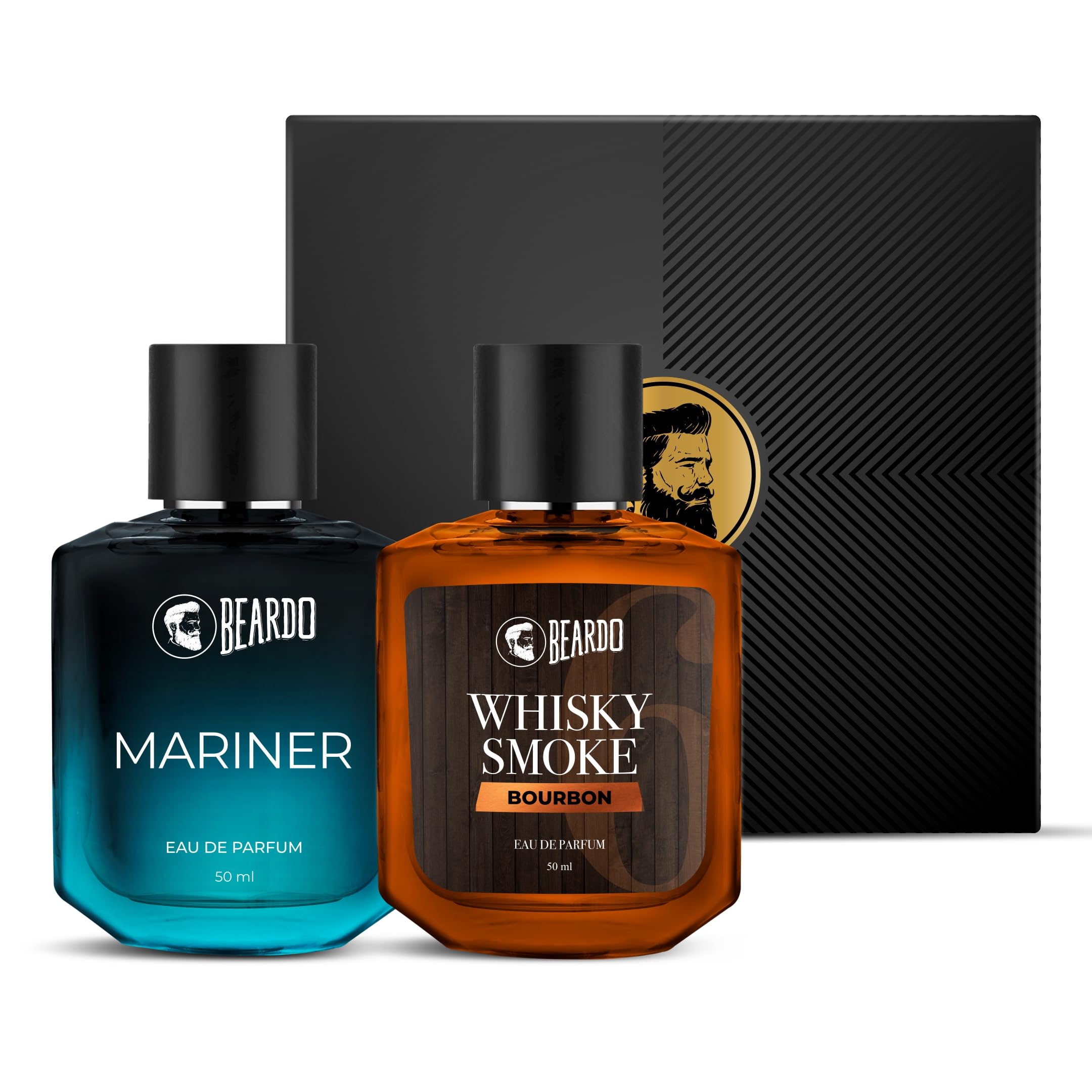 Beardo Whisky Smoke Bourbon Perfume 50ml & Mariner Perfume 50ml Combo | Long Lasting Perfume For Men | Oriental, Woody, Leath