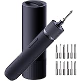 HOTO Akkuschrauber Set inkl. 12 Stahl-Bits (3,6V, max. 220 Upm, 3 Drehmomentmodi 4Nm/6Nm/8Nm, Rückwärtstaste, 1.500mAh Akku, 