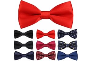 Bambini Ragazzi Papillon Probuk 10*5cm Poliestere Classico Fiocco Regolabile in Tinta Unita con Chiusura a Gancio Papillon Elastico Fantasia Pianura per Feste di Matrimonio/Casual/Occasioni di Lavoro