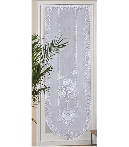 Rideau De Porte Ou Décor De Fenêtre Jacquard Blanc - Certifié Öko-Tex - Prêt à Poser 165x60cm