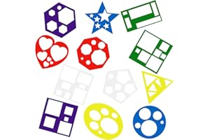LARREL 12 Pcs Geometric Stencils, Waterproof Colorful Stencils for Crafts Reusable Various Shaped Drawing Templates for Toddlers DIY Gifts Home Crafts