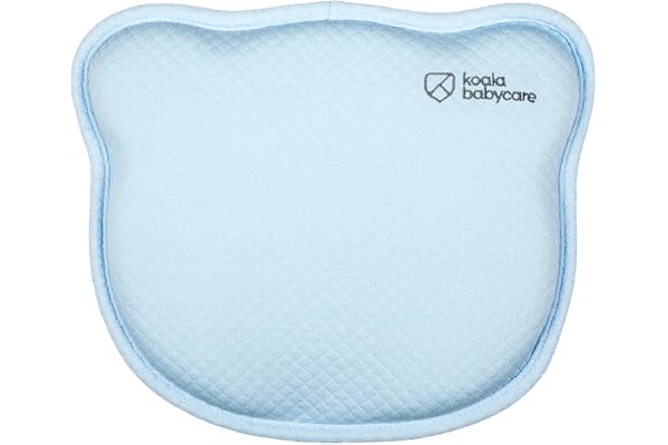 KOALA BABYCARE Coussin bébé par la plagiocéphalie (avec Deux Housses de Protection détachables) pour Aider à prévénir et Traiter la tête Plate à mémoire de Forme perforée Perfect Head - Bleu