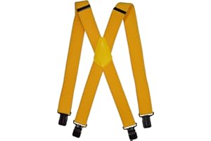 Olata Tirantes Hombres. Tirantes para pantalones con Bandas Extra Anchas. Diseño en Forma de X y Clips Negros – 4 cm