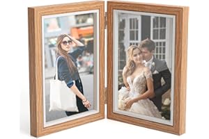 DAWRIS Ramka na zdjęcia, podwójna, składana, drewniana, podwójna, składana, do salonu, biura, pomysł na prezent na wesele, dla rodziny, przyjaciół